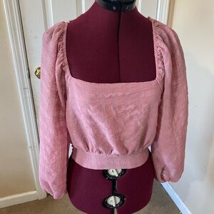 Elegant Pink Blouse with Puff Sleeves
